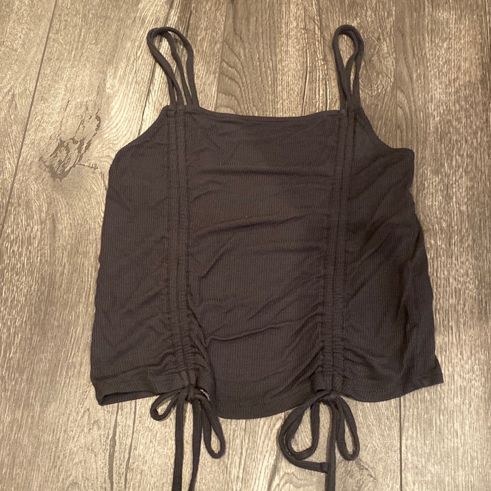American Eagle, Soft & Sexy, Ribbed, Corset Style, Charcoal Crop Top Tank, Small